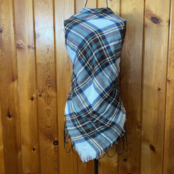 Scarf Large Acrylic Wool Plaid Scarf Long Warm Autumn Winter Cape Comfortable - Picture 4 of 5